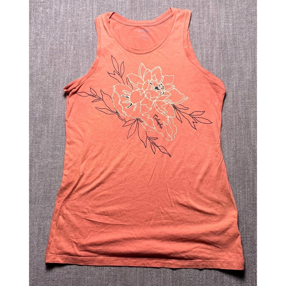 Columbia Blue Mesa Tank Top Womens Medium Orange Floral Sleeveless Pullover